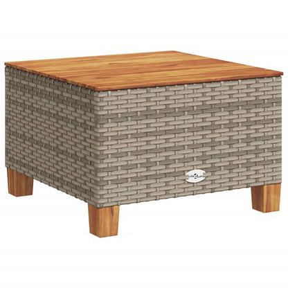 Garten-Couchtisch Grau 55x55x36 cm Poly Rattan Akazienholz