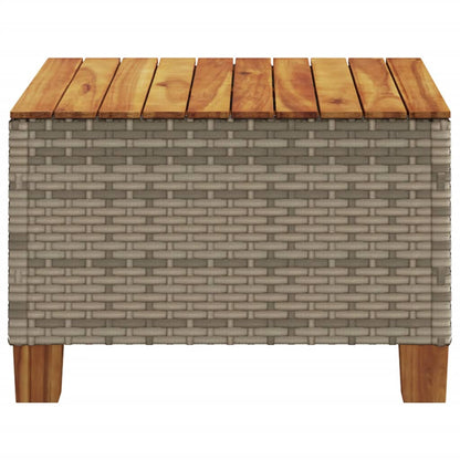 Garten-Couchtisch Grau 55x55x36 cm Poly Rattan Akazienholz