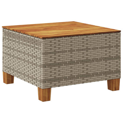 Garten-Couchtisch Grau 55x55x36 cm Poly Rattan Akazienholz