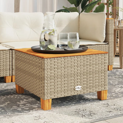 Garten-Couchtisch  55x55x36 cm Poly Rattan Akazienholz