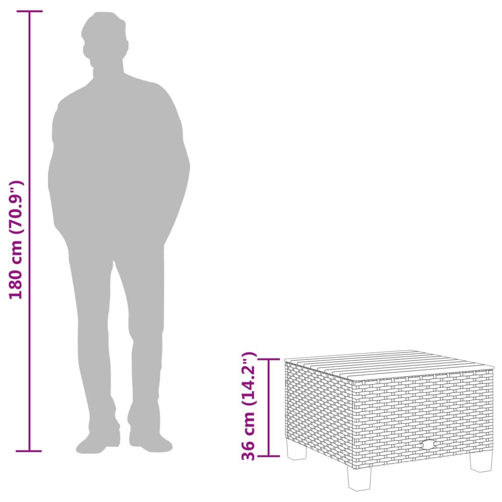 Garten-Couchtisch  55x55x36 cm Poly Rattan Akazienholz