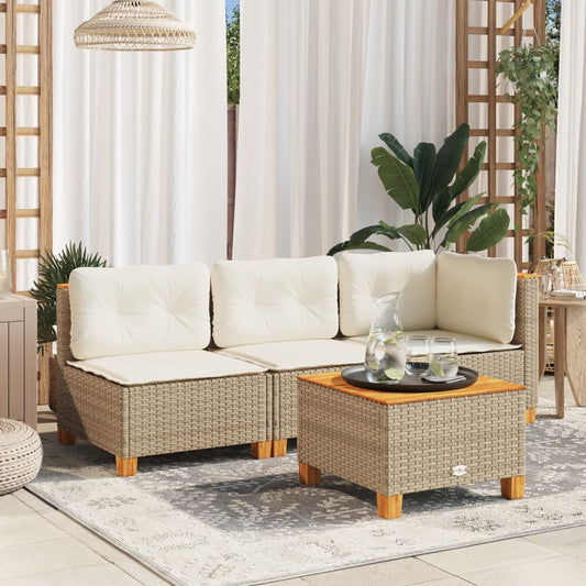 Garten-Couchtisch  55x55x36 cm Poly Rattan Akazienholz