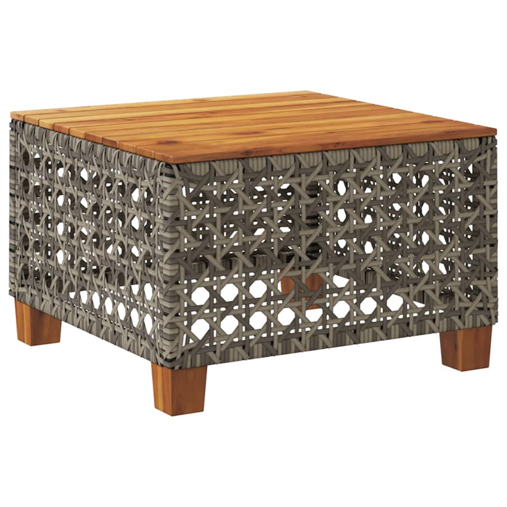 Garten-Couchtisch55x55x36 cm Poly Rattan Akazienholz