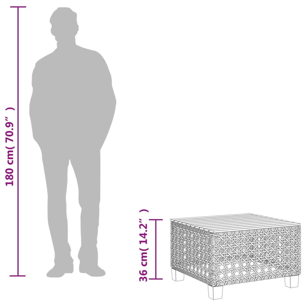 Garten-Couchtisch55x55x36 cm Poly Rattan Akazienholz