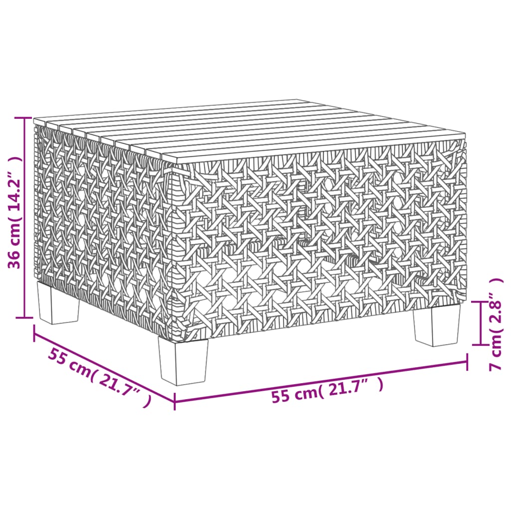 Garten-Couchtisch55x55x36 cm Poly Rattan Akazienholz