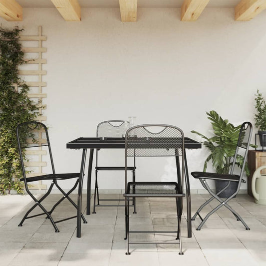 5 pièces. Groupe repas de jardin en maille expansée anthracite