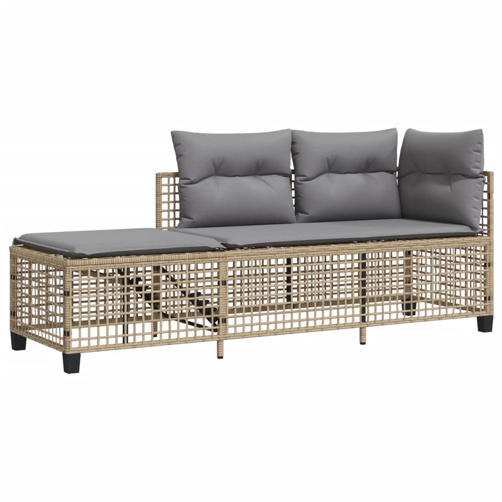 3-tlg. Garten-Ecksofa-Set mit Kissen Beige Poly Rattan