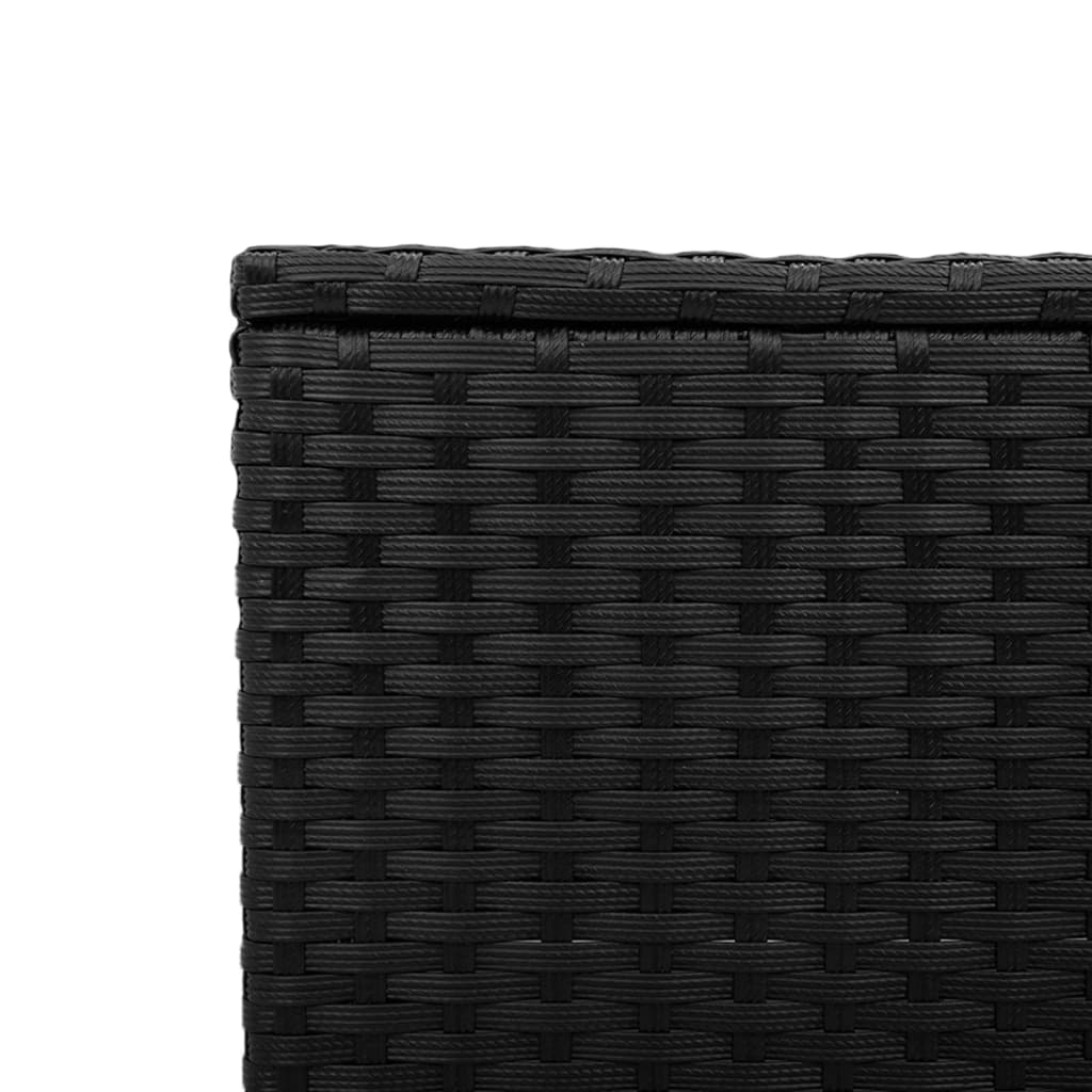 Garten-Couchtisch  mit Glasplatte Schwarz 55x55x37 cm Poly Rattan