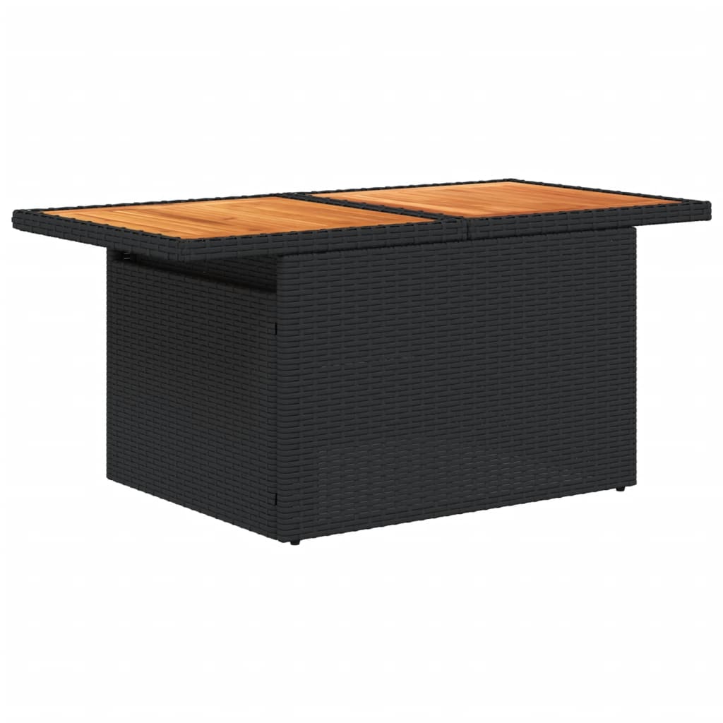 Garten-Couchtisch  Schwarz 100x55x73 cm Poly Rattan und Akazienholz