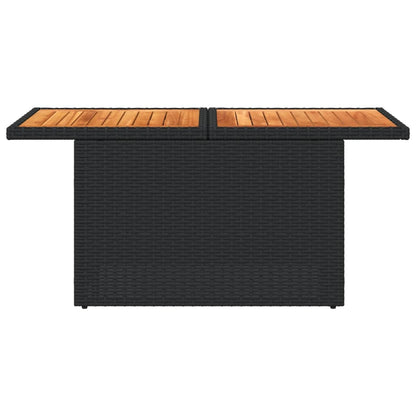 Garten-Couchtisch  Schwarz 100x55x73 cm Poly Rattan und Akazienholz