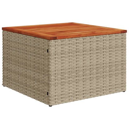 Garten-Couchtisch  Beige 55x55x37 cm Poly Rattan und Akazienholz