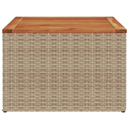 Garten-Couchtisch  Beige 55x55x37 cm Poly Rattan und Akazienholz