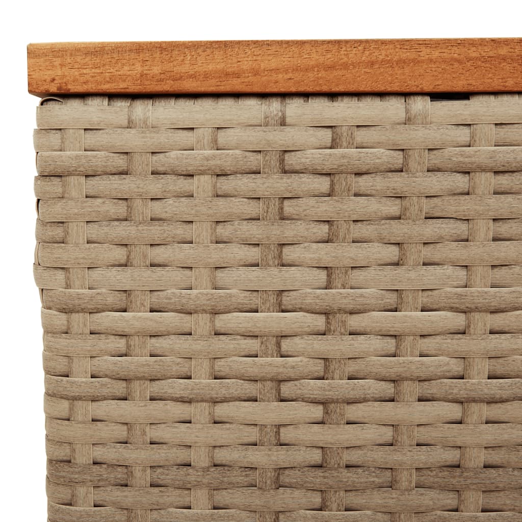 Garten-Couchtisch  Beige 55x55x37 cm Poly Rattan und Akazienholz