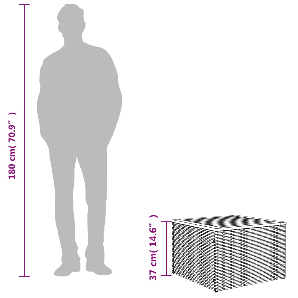 Garten-Couchtisch  55x55x37 cm Poly Rattan und Akazienholz