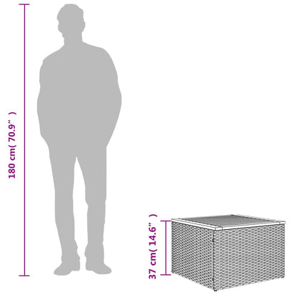 Garten-Couchtisch  55x55x37 cm Poly Rattan und Akazienholz