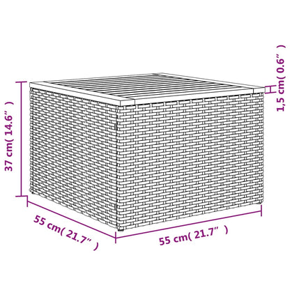 Garten-Couchtisch  55x55x37 cm Poly Rattan und Akazienholz