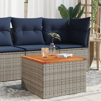 Garten-Couchtisch  55x55x37 cm Poly Rattan und Akazienholz