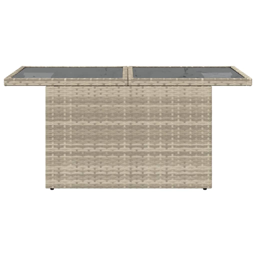 Garten-Couchtisch  mit Glasplatte Hellgrau 100x55x73 cm Poly Rattan