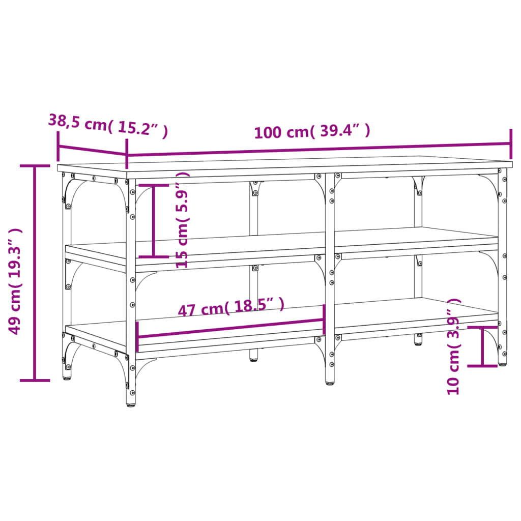 Banc à chaussures chêne Sonoma 100x38,5x49 cm matériau bois