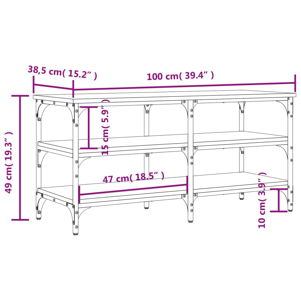 Schuhbank Räuchereiche 100x38,5x49 cm Holzwerkstoff