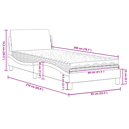 Bett mit Matratze Dunkelgrau 80x200 cm Samt