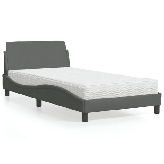 Bett mit Matratze Dunkelgrau 100x200 cm Stoff