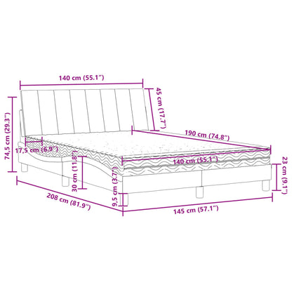 Bett mit Matratze Dunkelgrau 140x190 cm Samt