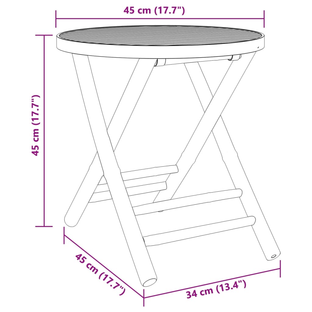 Garten-Couchtisch Klappbar Ø45x45 cm Bambus