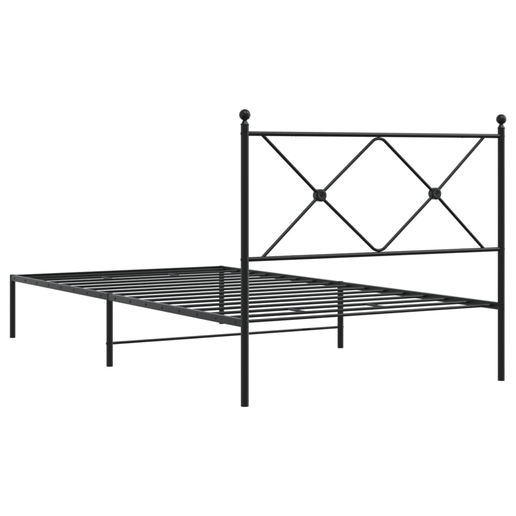 Bettgestell mit Kopfteil Metall Schwarz 100x200 cm