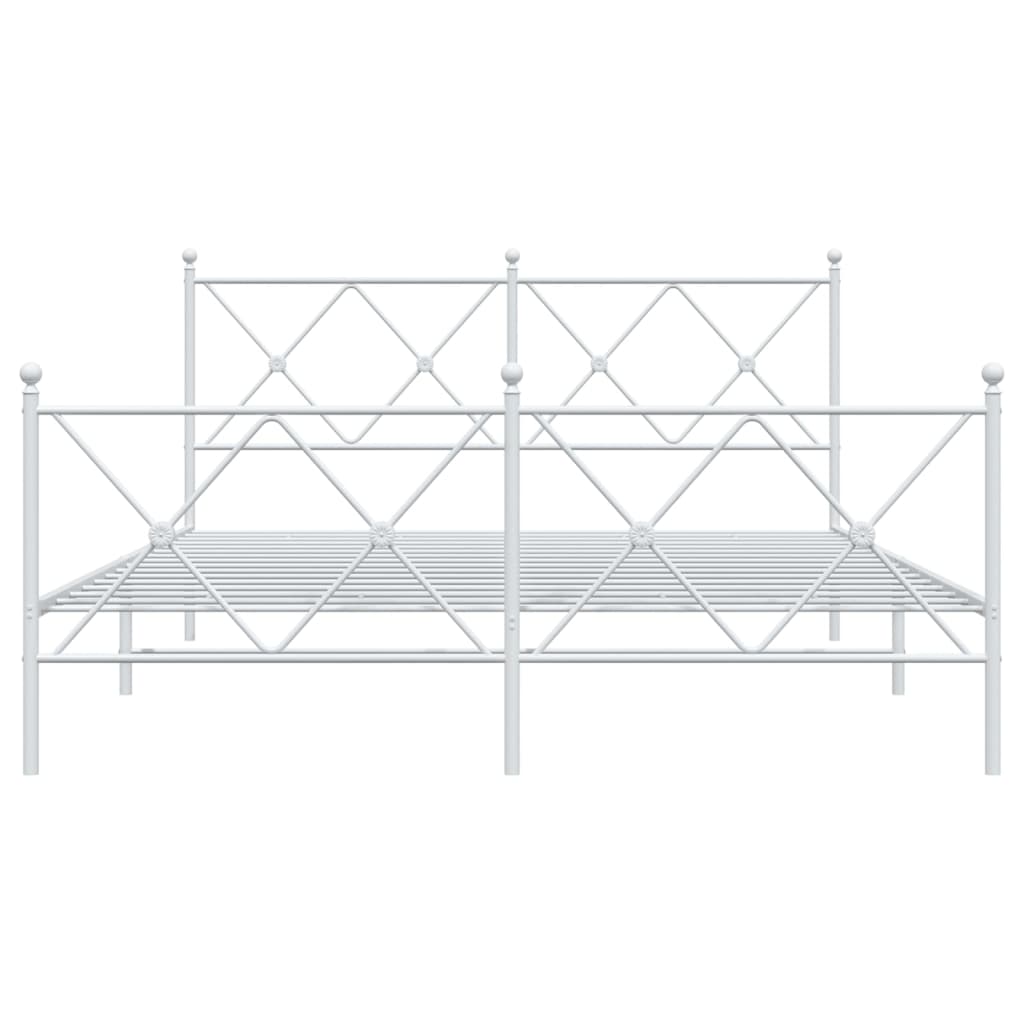 Bettgestell mit Kopf- und Fußteil Metall Weiß 160x200 cm