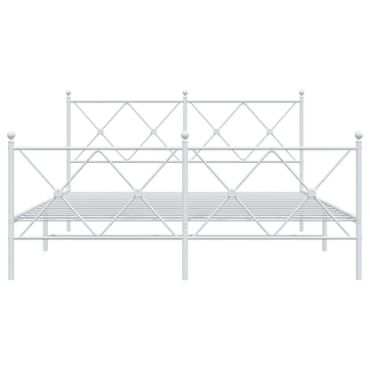 Bettgestell mit Kopf- und Fußteil Metall Weiß 160x200 cm