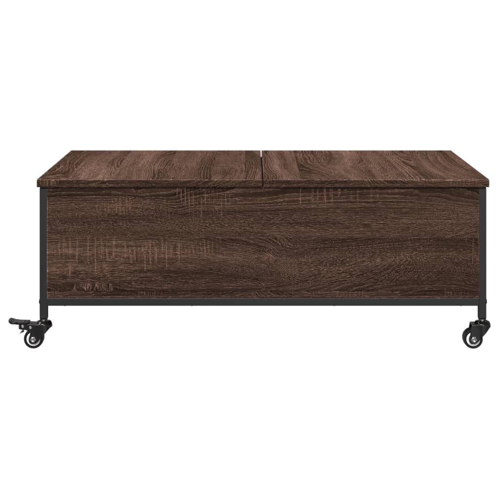 Couchtisch mit Rollen Braun Eiche 91x55x34 cm Holzwerkstoff