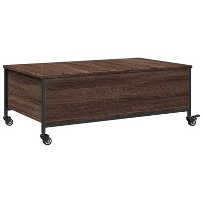 Couchtisch mit Rollen Braun Eiche 91x55x34 cm Holzwerkstoff