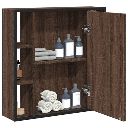 Bad-Spiegelschrank Braun Eiche-Optik 60x16x60cm Holzwerkstoff