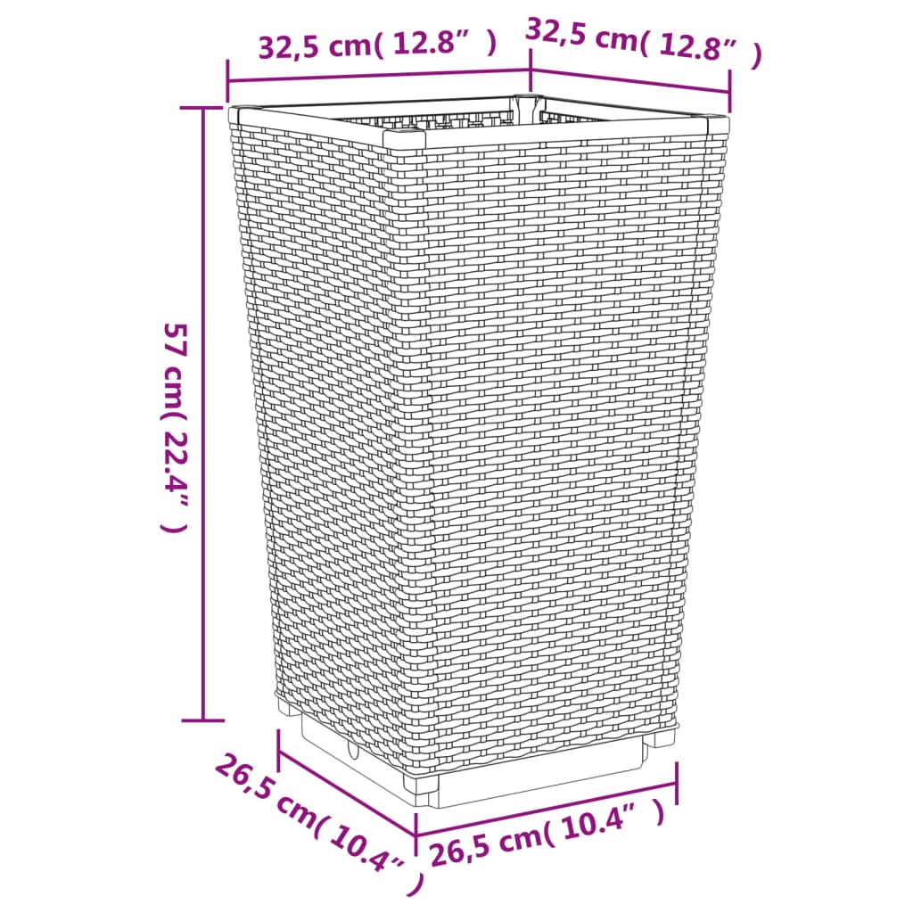 Macetas 2 uds. Gris 32,5x32,5x57 cm PP