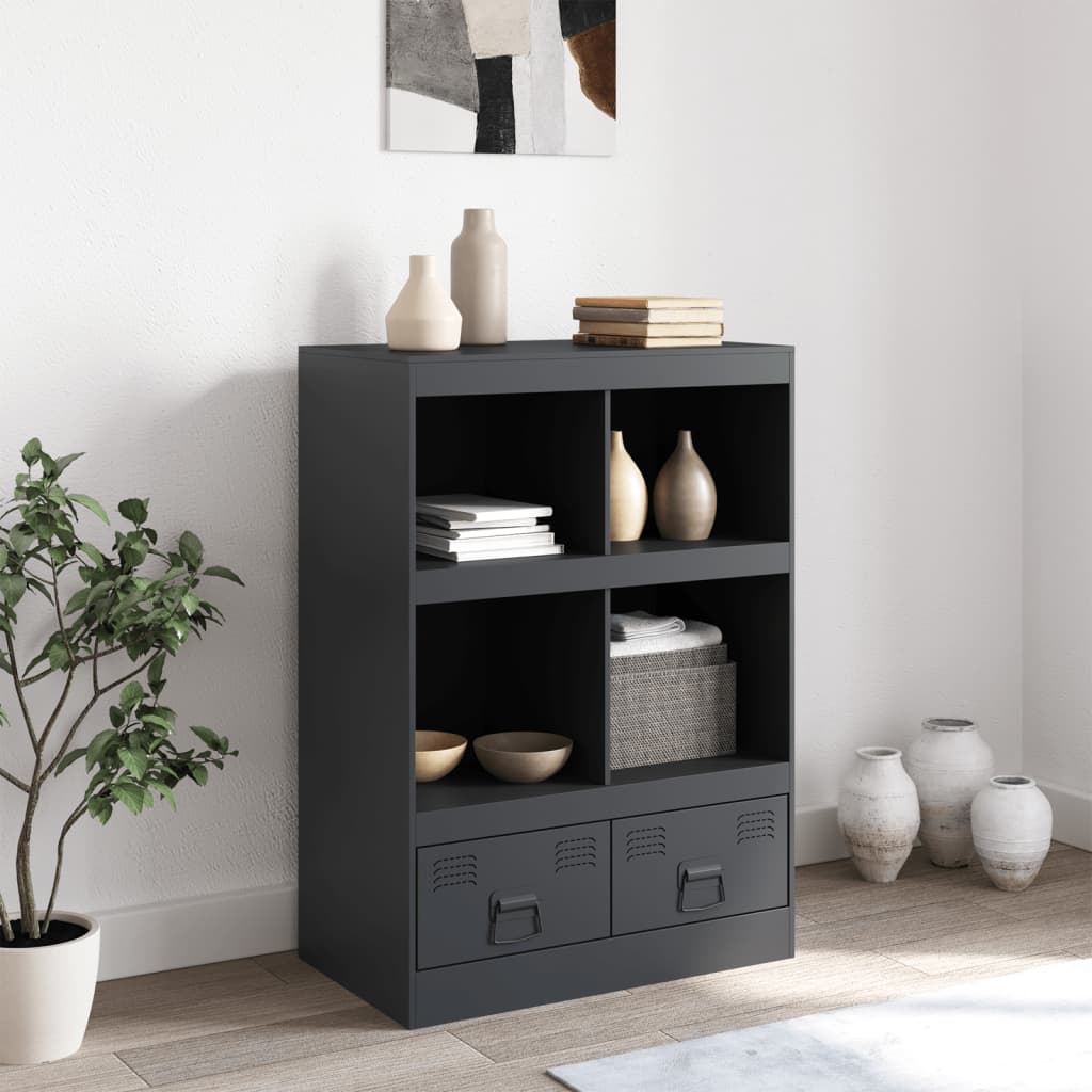 Buffet haut anthracite 67x39x95 cm en acier