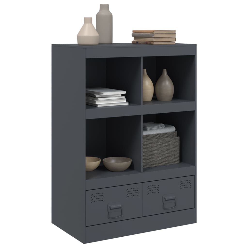 Buffet haut anthracite 67x39x95 cm en acier