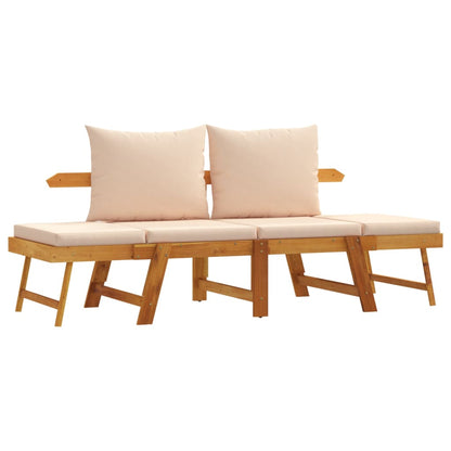 Banc de jardin avec coussins 2 en 1 en bois d'acacia massif