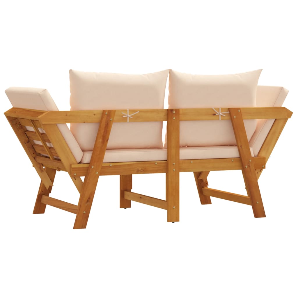 Banc de jardin avec coussins 2 en 1 en bois d'acacia massif