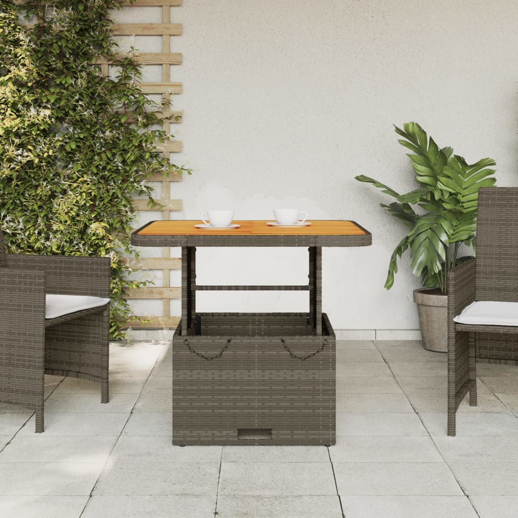 Garten-Couchtisch 80x80x71 cm Poly Rattan und Akazienholz