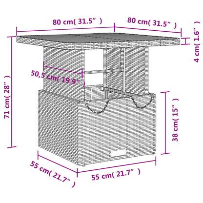 Garten-Couchtisch 80x80x71 cm Poly Rattan und Akazienholz