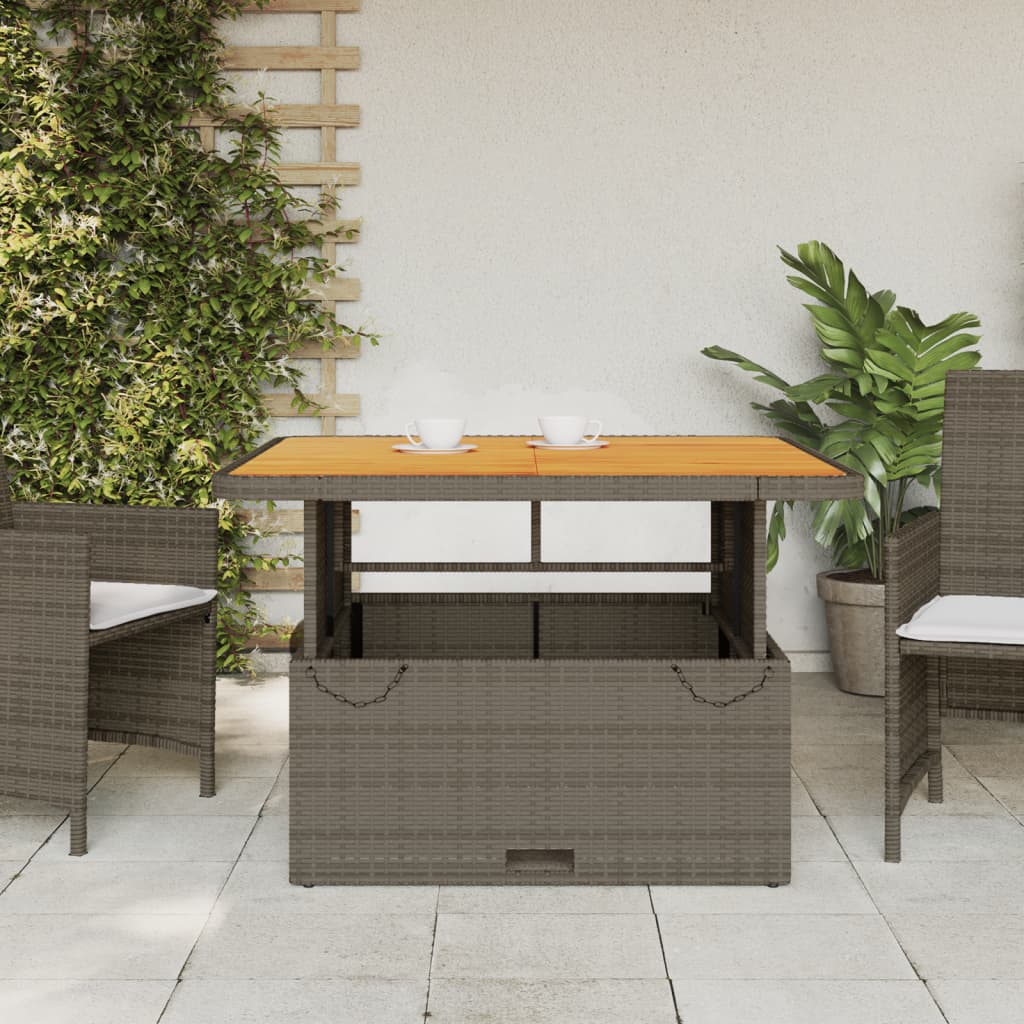 Garten-Couchtisch 110x110x71 cm Poly Rattan und Akazienholz