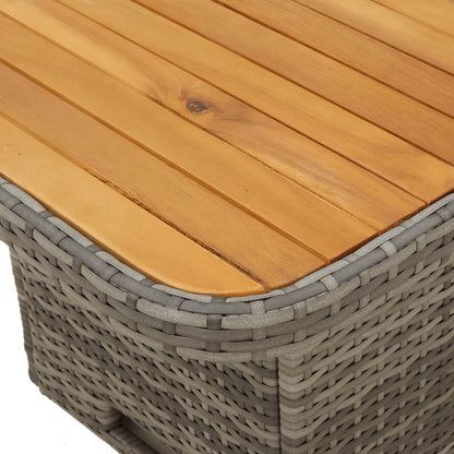 Garten-Couchtisch 110x110x71 cm Poly Rattan und Akazienholz