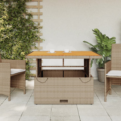 Garten-Couchtisch 110x110x71 cm Poly Rattan und Akazienholz