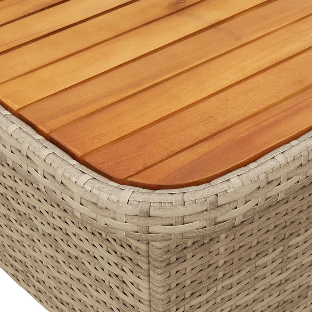 Garten-Couchtisch 110x110x71 cm Poly Rattan und Akazienholz