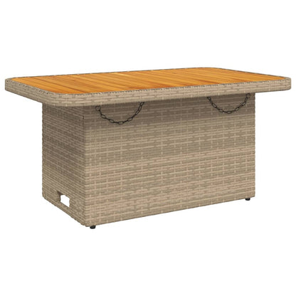 Garten-Couchtisch Beige 90x55x71 cm Poly Rattan und Akazienholz