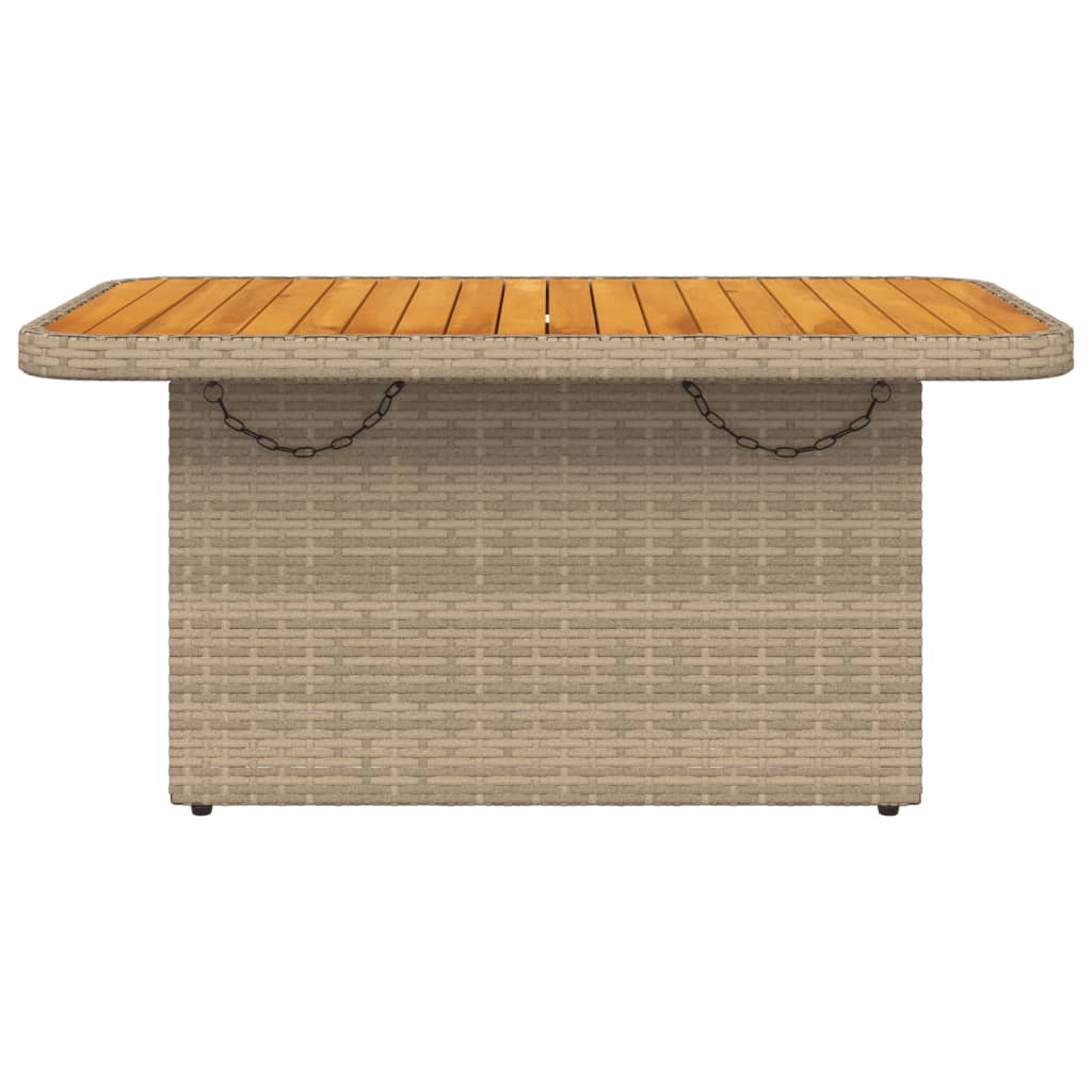 Garten-Couchtisch Beige 90x55x71 cm Poly Rattan und Akazienholz