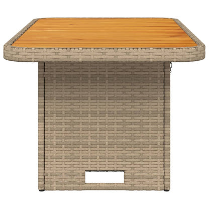 Garten-Couchtisch Beige 90x55x71 cm Poly Rattan und Akazienholz