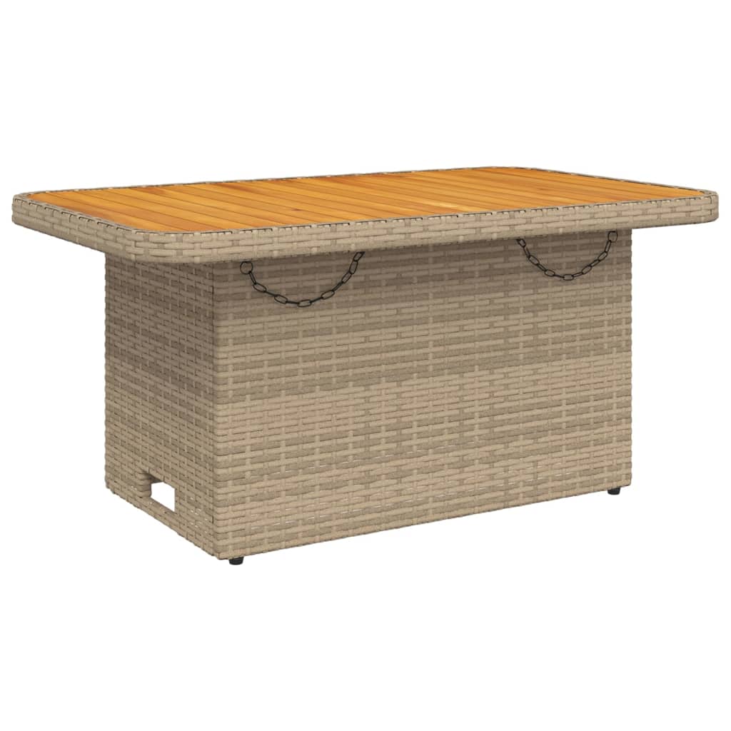 Garten-Couchtisch Beige 90x55x71 cm Poly Rattan und Akazienholz