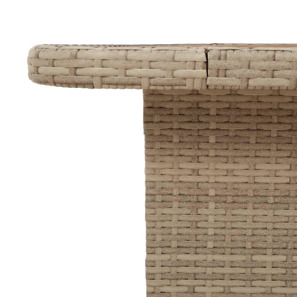 Garten-Couchtisch Beige 90x55x71 cm Poly Rattan und Akazienholz